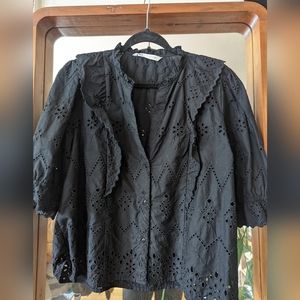 Zara eyelit black top size L